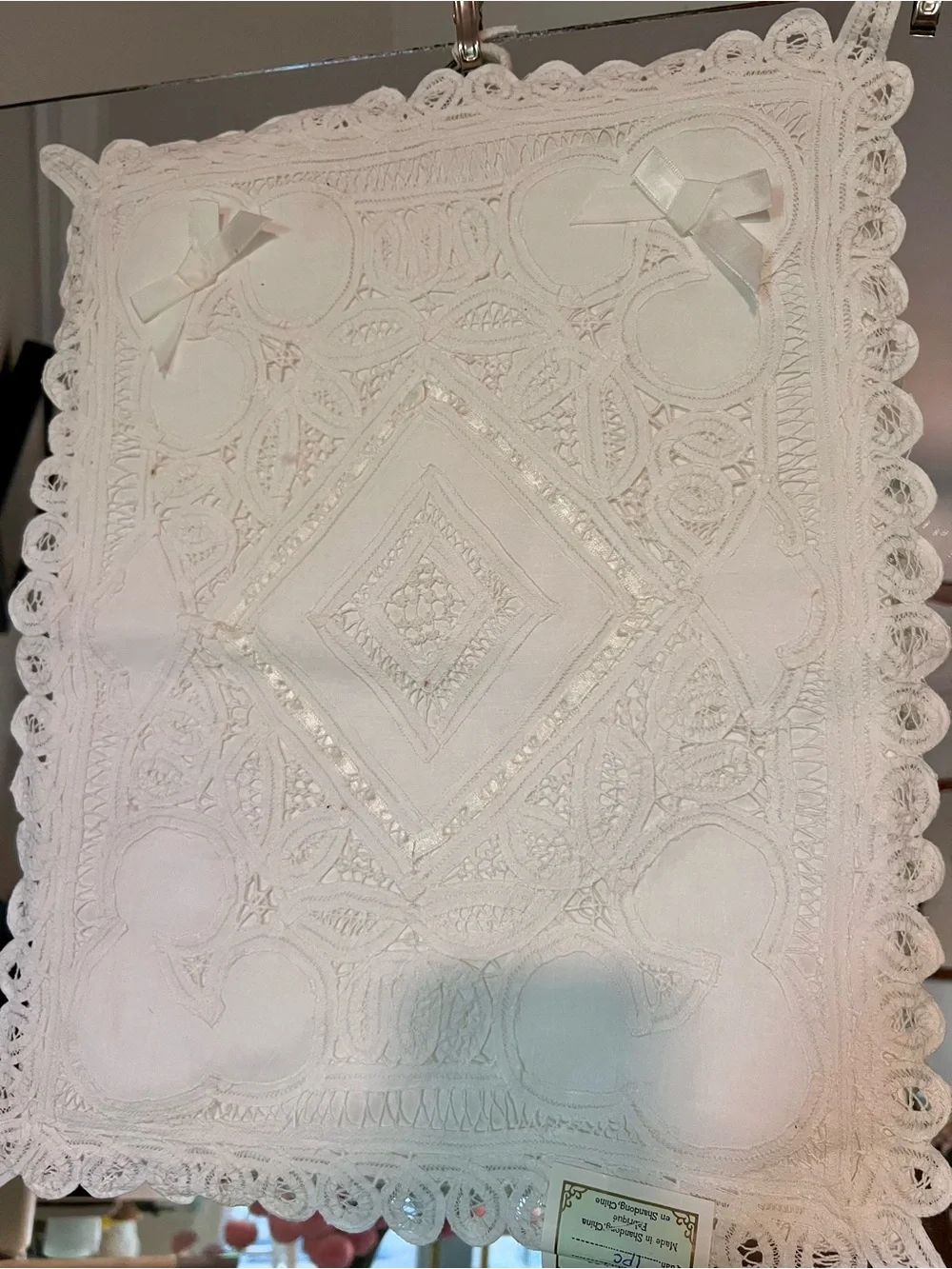 Handmade White Embroidered Lace Lingerie bag new w/tag!
